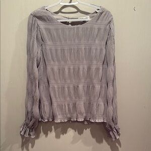 She + Sky Gray Smocked Puff Sleeve Blouse